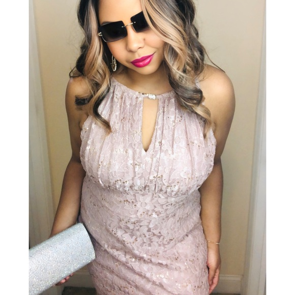 Oleg Cassini Lace Sequin Sleeveless Long Maxi Formal Evening Wedding Guest Dress - Picture 3 of 16